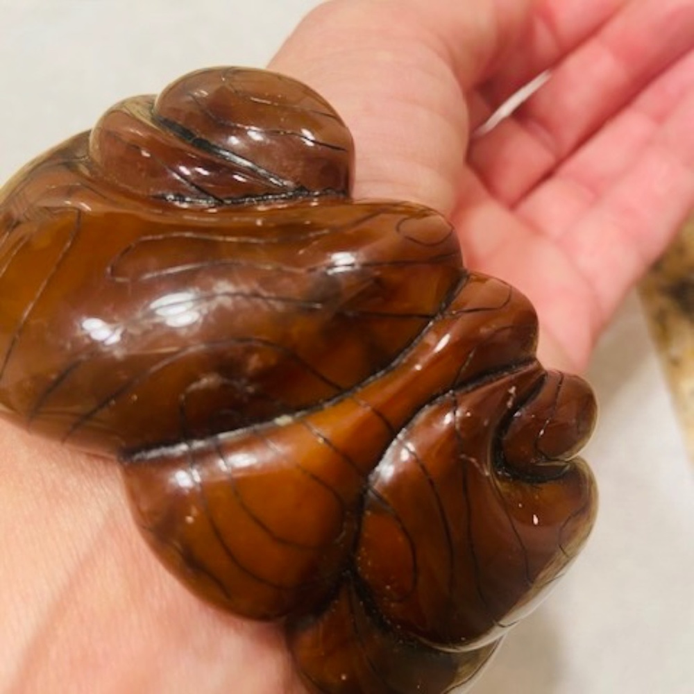 Vintage YVES SAINT LAURENT Carved LUCITE Bangle Acrylic Brown Swirl 1970's Cuff